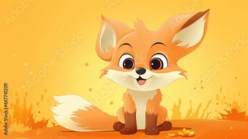 illustration of a beautiful baby fox generative ai