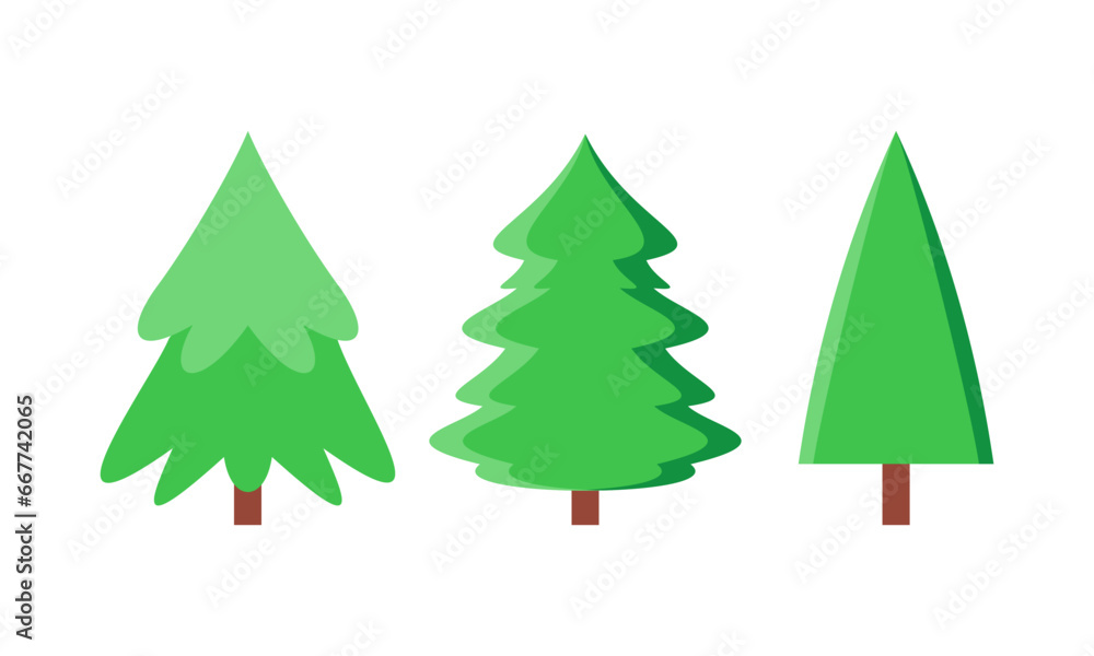 Hand Drawn Cartoon Christmas Trees Collection for Christmas Stock Illustration