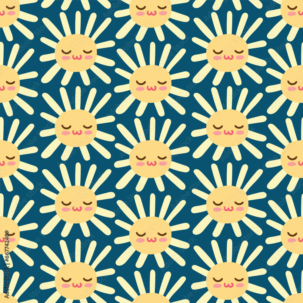 Yellow smile sun vector seamless pattern Yellow smile sun vector seamless pattern