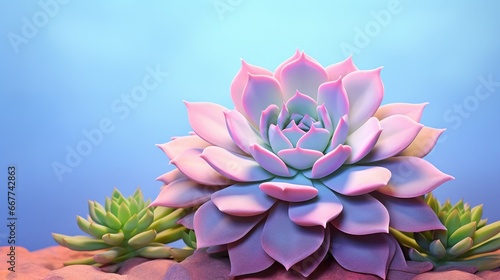 illustration of succulents in unicolor background generative ai