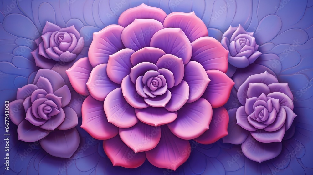 illustration of succulents in unicolor background generative ai illustration of succulents in unicolor background generative ai