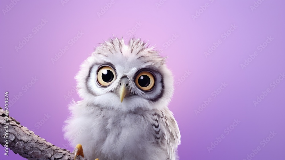Obraz premium cute illustration of a baby owl generative ai
