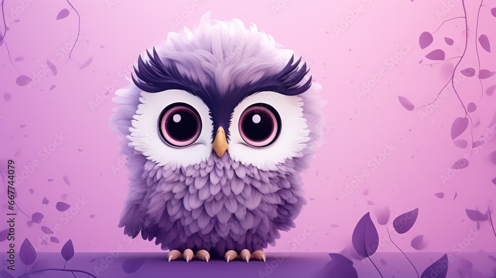 Fototapeta premium cute illustration of a baby owl generative ai