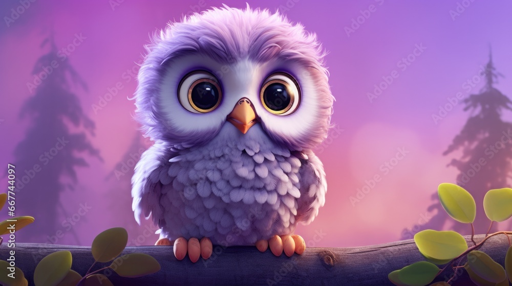cute illustration of a baby owl generative ai
