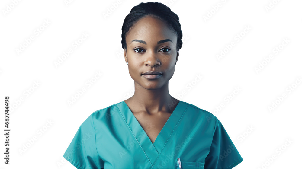 Portrait of a young African American female nurse Portrait of a young African American female nurse