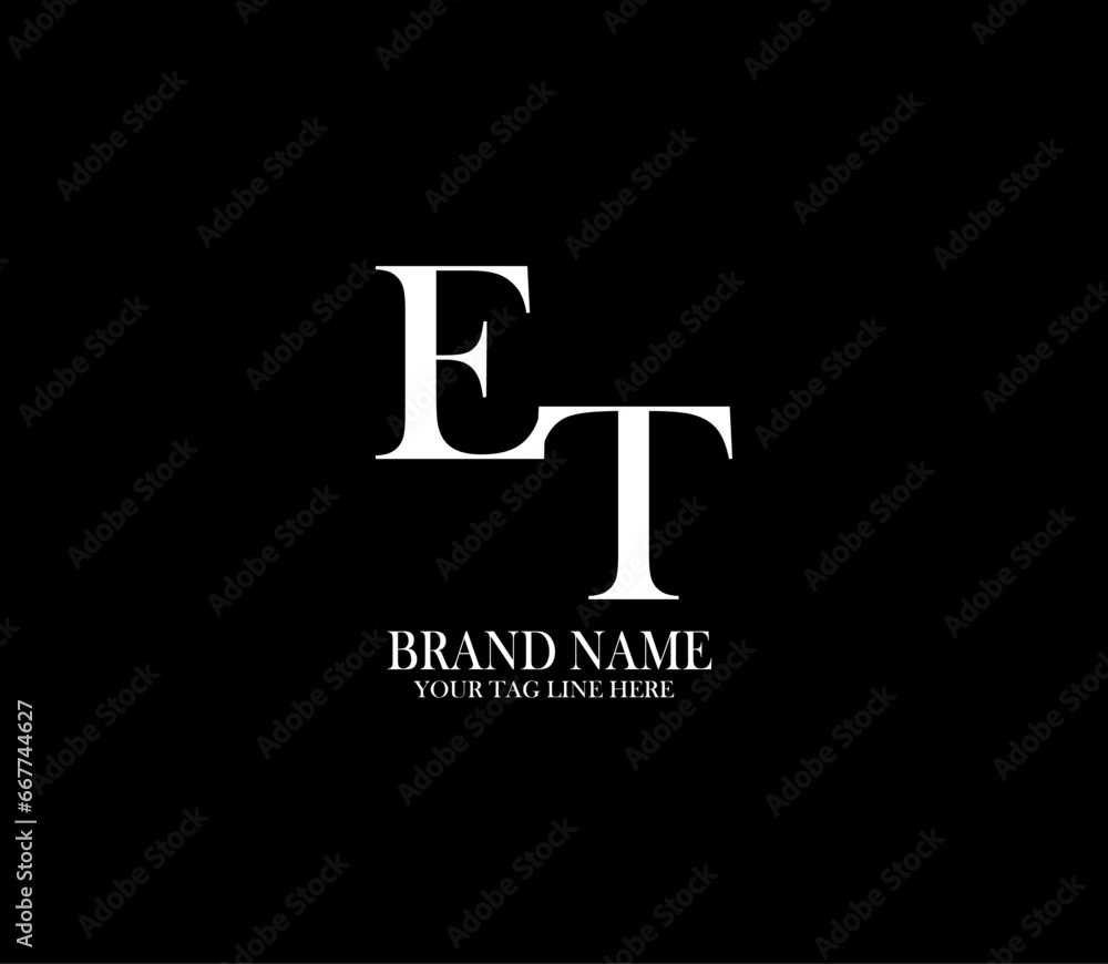 ET letter logo. Alphabet letters Initials Monogram logo. background with black ET letter logo. Alphabet letters Initials Monogram logo. background with black