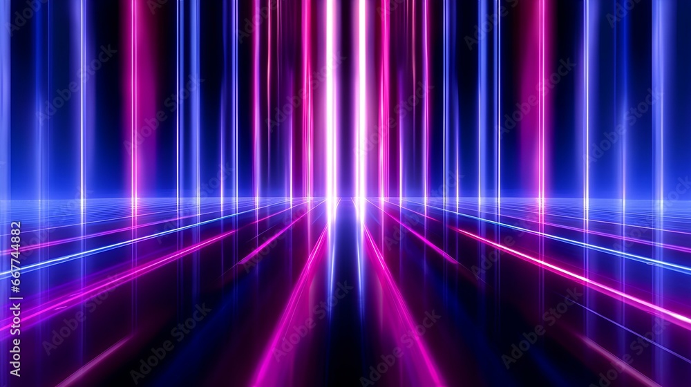 vertical dim neon light trails with blue purple and pink lights. future optical fiber superfast data transfer concept. generative AI vertical dim neon light trails with blue purple and pink lights. future optical fiber superfast data transfer concept. generative AI