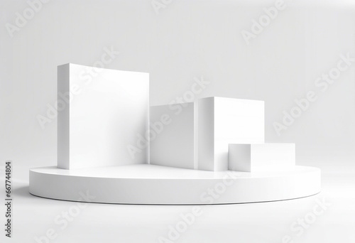 : Podio futuristico bianco per presentazione prodotti II su sfondo bianco photo