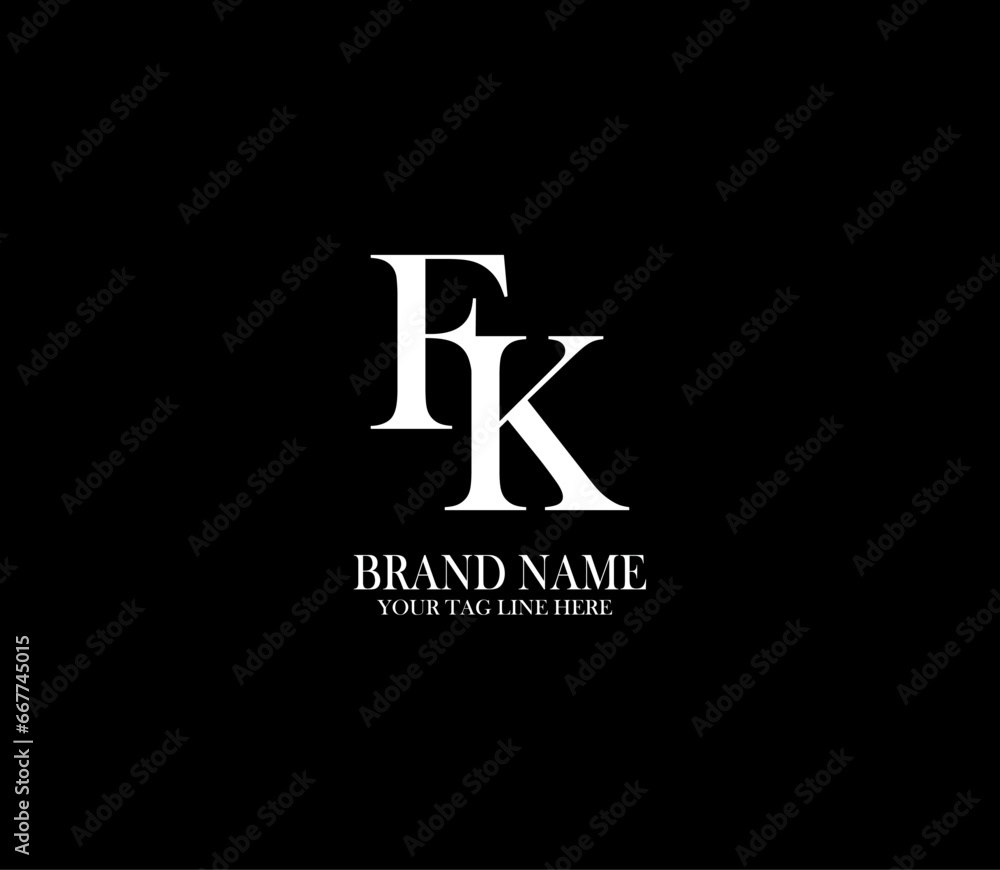 FK letter logo. Alphabet letters Initials Monogram logo. background with black FK letter logo. Alphabet letters Initials Monogram logo. background with black