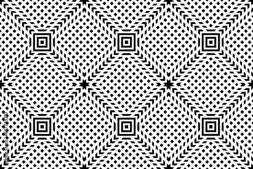 Abstract Seamless Geometric Checked Black and White Pattern. photo