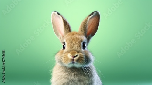 beautiful bunny with a unicolor background generative ai © Francheska