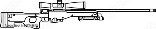 AWM. firearm outline vector. military weapons