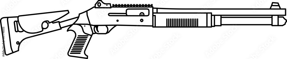 Benelli M4. firearm outline vector. military weapons Benelli M4. firearm outline vector. military weapons