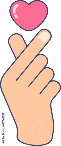 cartoon vector of a finger heart