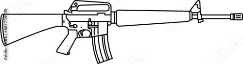 M16. firearm outline vector. military weapons