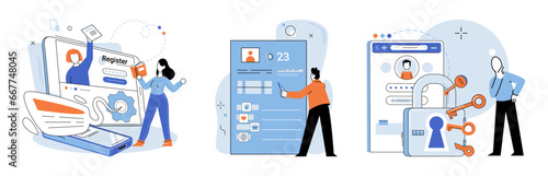 Authentication. Vector illustration. The user interface should prioritize security without compromising usability Users must authenticate themselves to gain access to their accounts Authorization