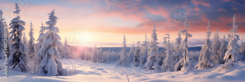 A majestic pine forest blanketed in a winter wonderland of snow