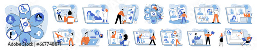 Video conference. Vector illustration. Video chat platforms enable effortless communication with colleagues Connecting through video conferences creates sense unity and purpose Meetings conducted