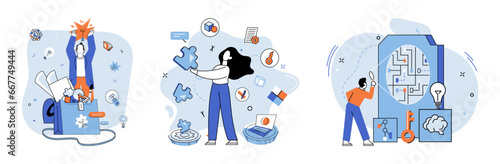 Business idea. Vector illustration. It is realm possibilities, where entrepreneurs cenvision innovative solutions and reimagine existing models Imagination encourages thinking outside box, enabling