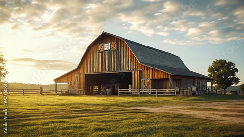 Beautiful rustic barn in a farm.