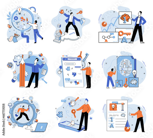 Creative thinking. Vector illustration. It is map charts course, navigating through challenges and obstacles Strategy is architect success, constructing solid foundation upon which ideas cflourish