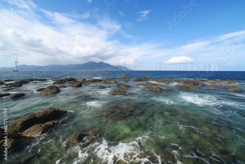 Scenic offshore wind farm in western Taiwan. Generative AI