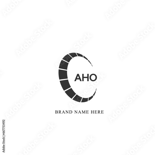 AHO logo. A H O design. White AHO letter. AHO, A H O letter logo design. Initial letter AHO linked circle uppercase monogram logo. photo
