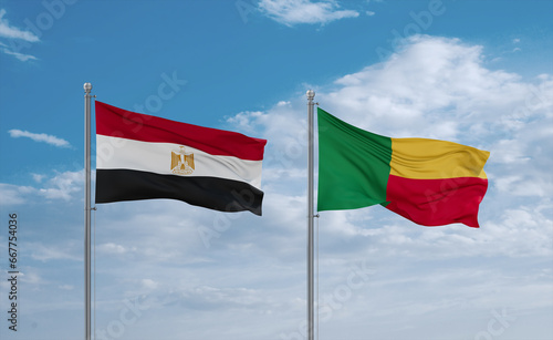 Benin and Egypt flags, country relationship concept
