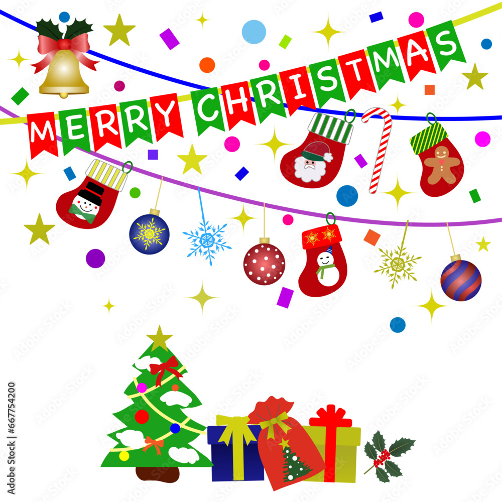 クリスマスの飾り色々イラストセット