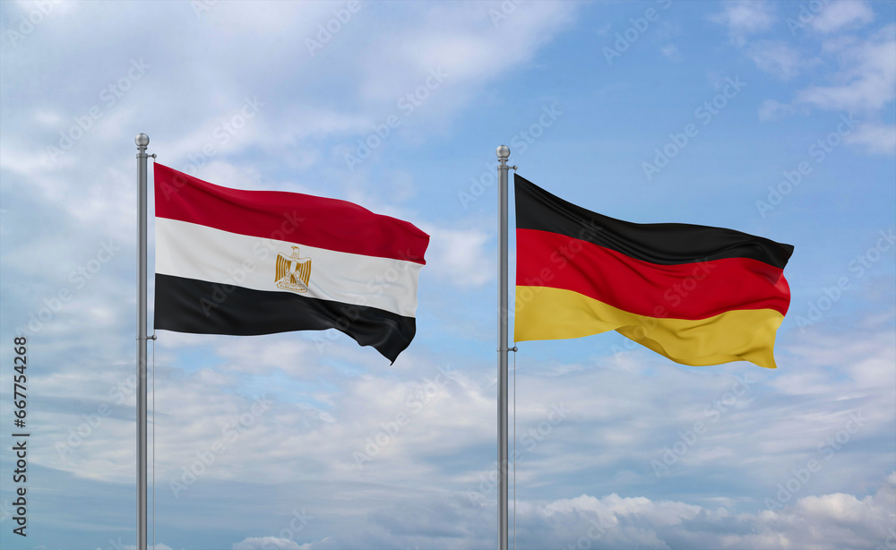 Germany and Egypt flags, country relationship concept Germany and Egypt flags, country relationship concept