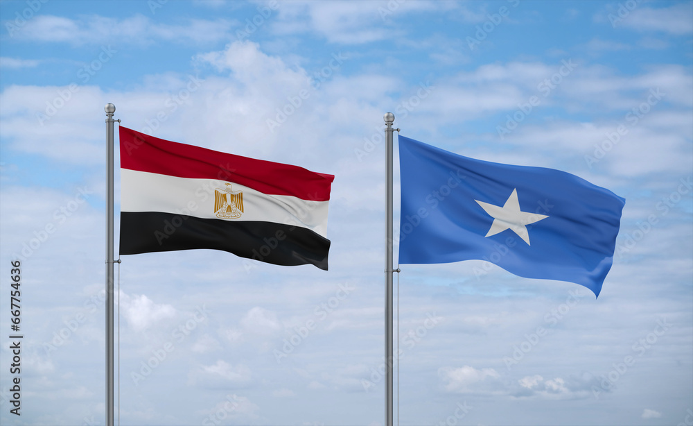 Somalia and Egypt flags, country relationship concept Somalia and Egypt flags, country relationship concept