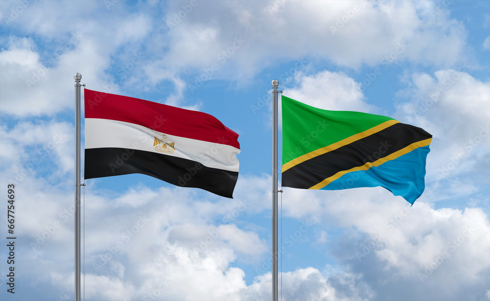 Tanzania and Egypt flags, country relationship concept Tanzania and Egypt flags, country relationship concept