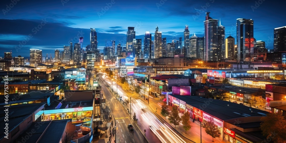 Obraz premium City of Finance and Trade Zone at night
