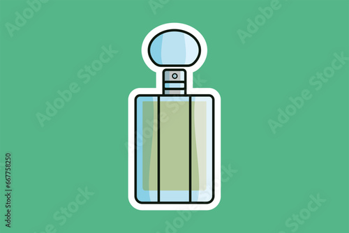 Perfume Glass Bottle Sticker vector illustration. Beauty and Fashion object icon concept. Blank cosmetic perfume bottle sticker vector design with shadow.