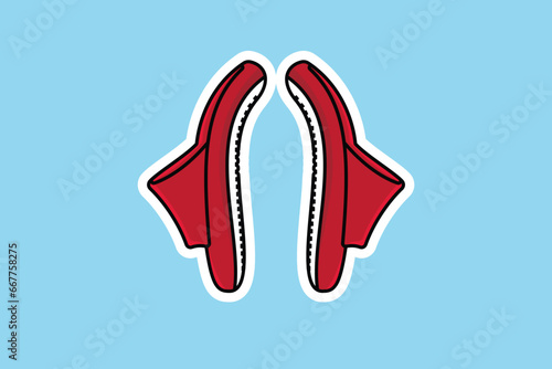 Men Slippers Shoes Sticker vector illustration. Men fashion object icon concept. Boys Outdoor shoes sticker vector design. Flip flop icon or Slipper logo design.