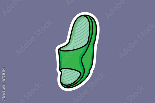 Men Footwear Single Slipper Shoe Sticker design vector. Men fashion object icon concept. Boys Outdoor shoe sticker vector design. Flip flop icon or Slipper logo design.