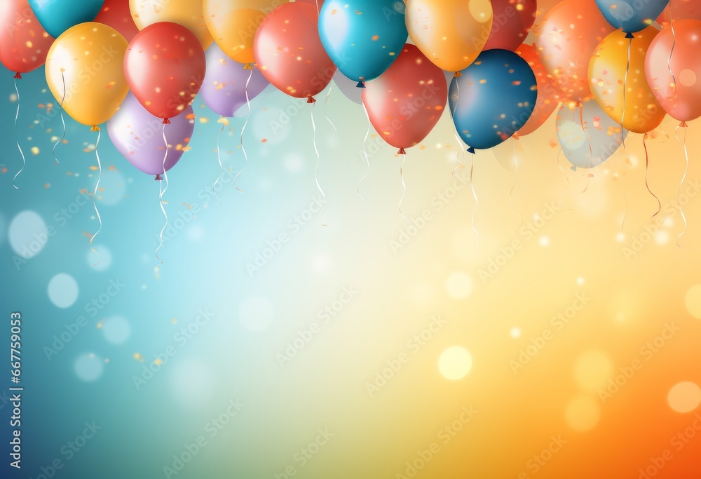 happy birthday party balloons, colourful balloons background, , Horizontal background / banner for celebrations and invitation cards. copy space for text happy birthday party balloons, colourful balloons background, , Horizontal background / banner for celebrations and invitation cards. copy space for text