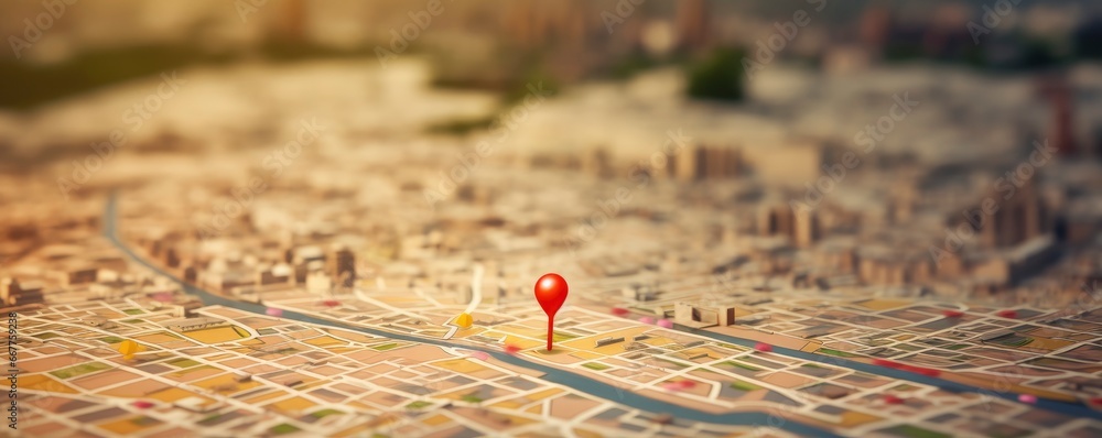 Find your way. Location marking with a pin on a map with routes. Adventure, discovery, navigation, communication, logistics, geography, transport and travel theme concept background, Generative AI Find your way. Location marking with a pin on a map with routes. Adventure, discovery, navigation, communication, logistics, geography, transport and travel theme concept background, Generative AI