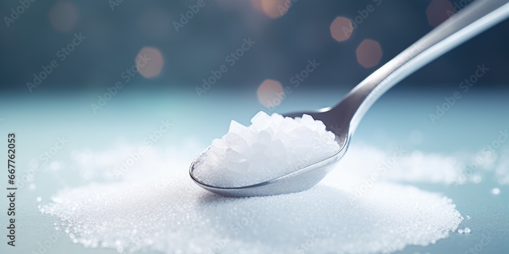 A spoon full of sugar sitting on top of a pile of sugar. This image can be used to depict sweetness, cooking, baking, or indulgence in sugary treats A spoon full of sugar sitting on top of a pile of sugar. This image can be used to depict sweetness, cooking, baking, or indulgence in sugary treats