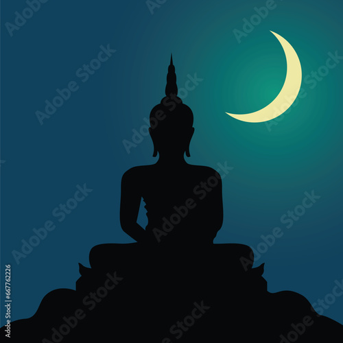 Buddha statue at moon