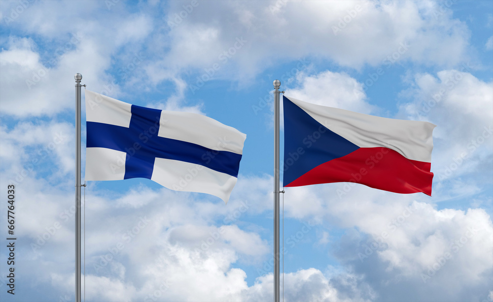 Czech Republic and Finland flags, country relationship concept Czech Republic and Finland flags, country relationship concept