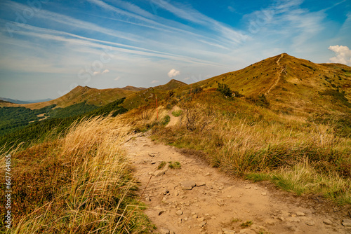 A mountain range in the Bieszczady Mountains in the area of Tarnica  Halicz and Rozsypaniec.