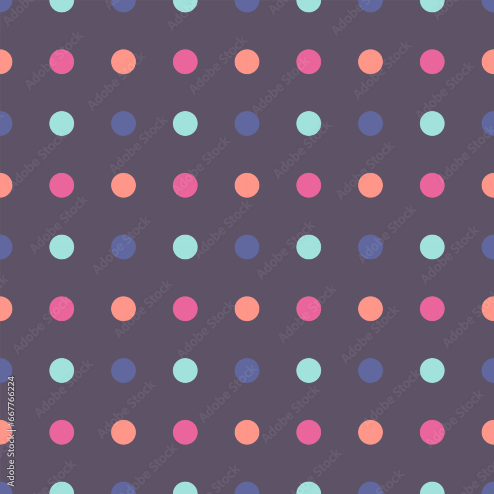 Seamless pattern, geometric shapes, multi-colored circles, bed colors. Vector illustration for fabric, wallpaper or wrapping paper design Seamless pattern, geometric shapes, multi-colored circles, bed colors. Vector illustration for fabric, wallpaper or wrapping paper design
