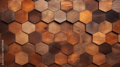 Wooden hexagon texture. Honeycombs background.