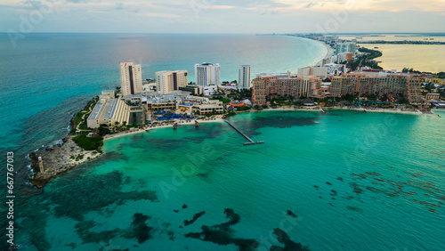 aerial of Cancun mexico riviera Maya resort hotel zone 