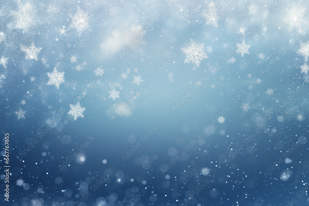 A sparkling background with elegant snowflakes and glitter, copy space for text or product for Merry Christmas and New Year. Generative AI