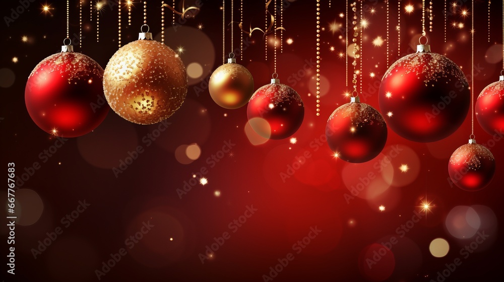 Christmas background with red balls and bokeh. Christmas background with red balls and bokeh.