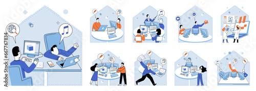 Computer lab. Vector illustration. The modern era is characterized by innovative technological advancements Tech professionals utilize cutting-edge techniques to drive progress and innovation