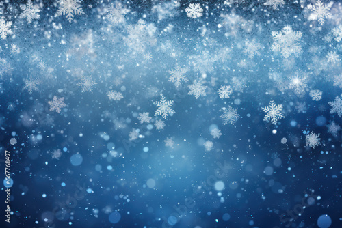 A sparkling background with elegant snowflakes and glitter, copy space for text or product for Merry Christmas and New Year. Generative AI © ABC Vector