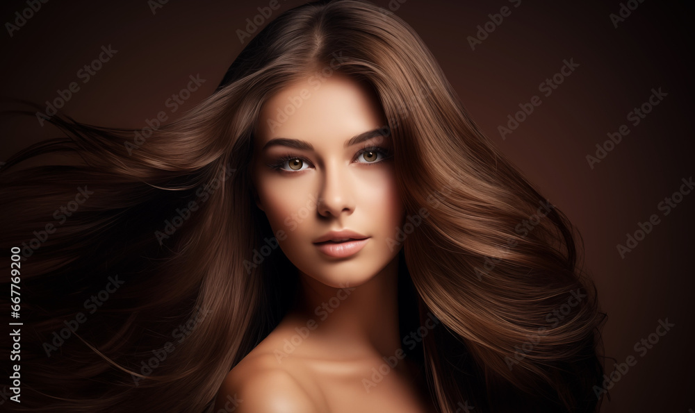 portrait of a brunette woman with long hair portrait of a brunette woman with long hair